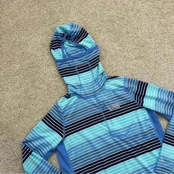 Coolibar Andros Fishing Hoodie Kids Size XL SPF 50+ Outdoor Active Striped. - Picture 3 of 15